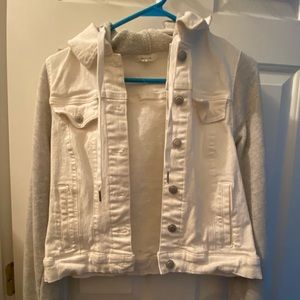 Maurices White/Grey Sweatshirt Denim Jacket
